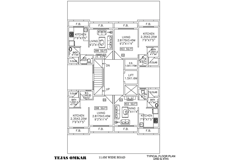 2nd and 4th Typical Floor Plan