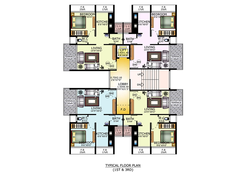 1st and 3rd Floor Plan